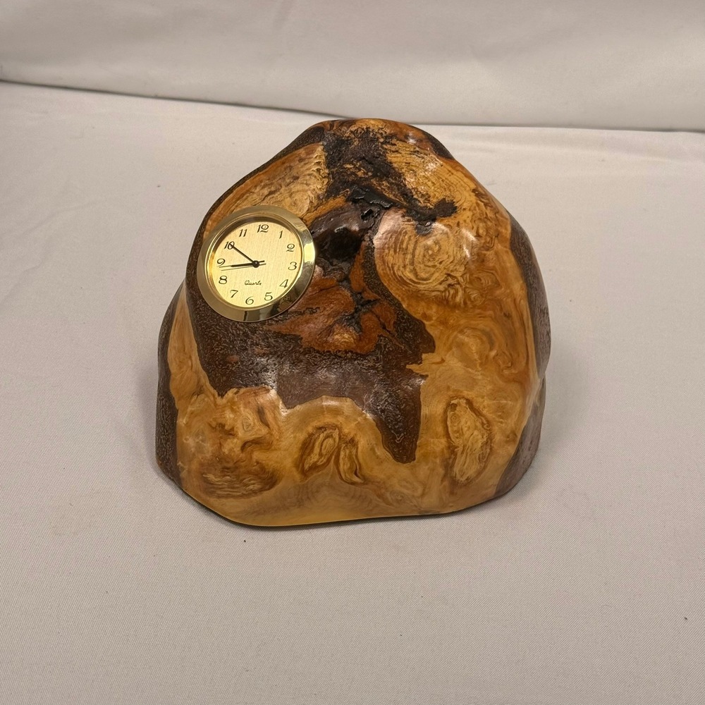 Knots To You Laureen Barrow Burl Wood Desk Clock‎ Artisan Handcrafted Live Edge